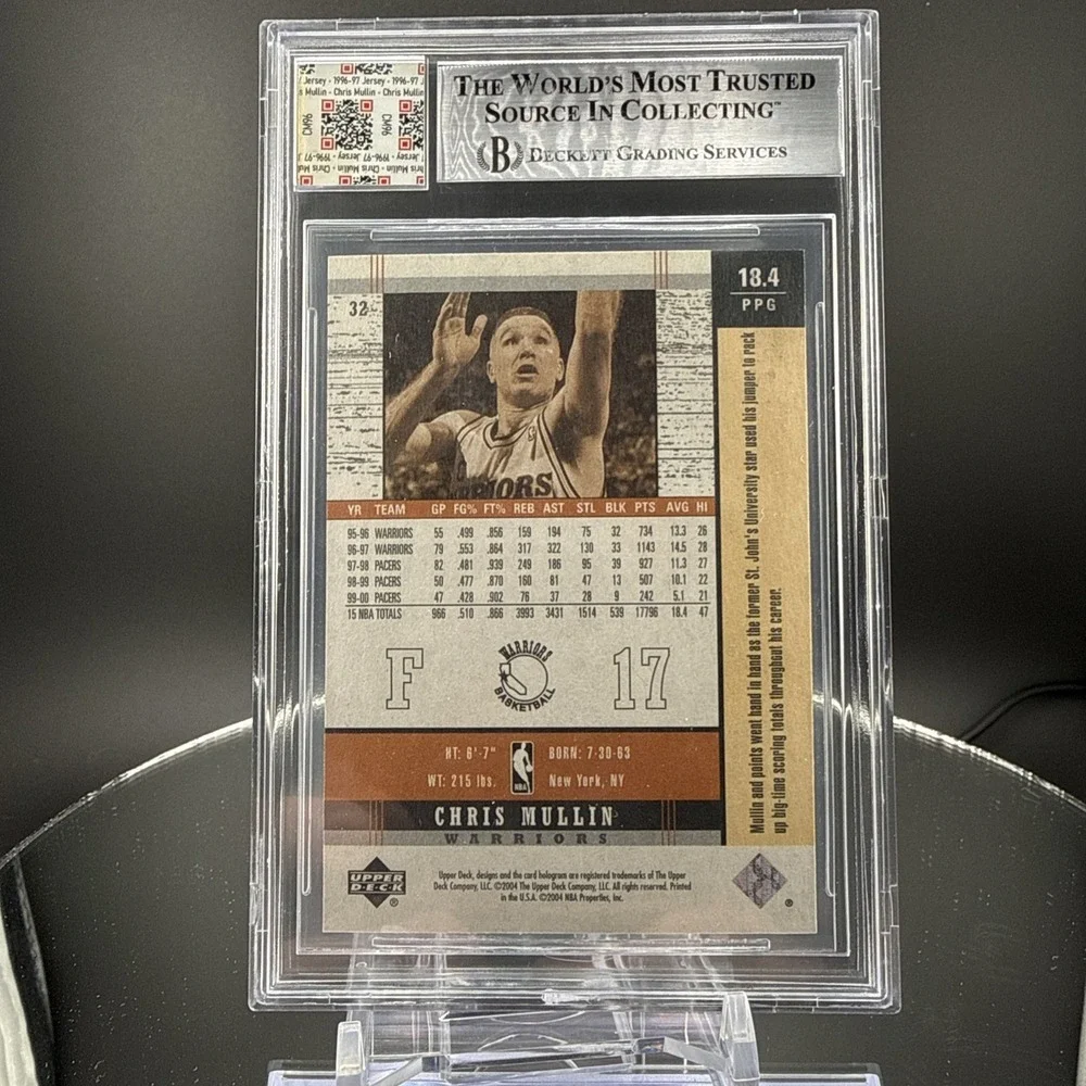 2003 Upper Deck Chris Mullin Autograph Game‎ Used Patch Jersey Fusion BGS 9